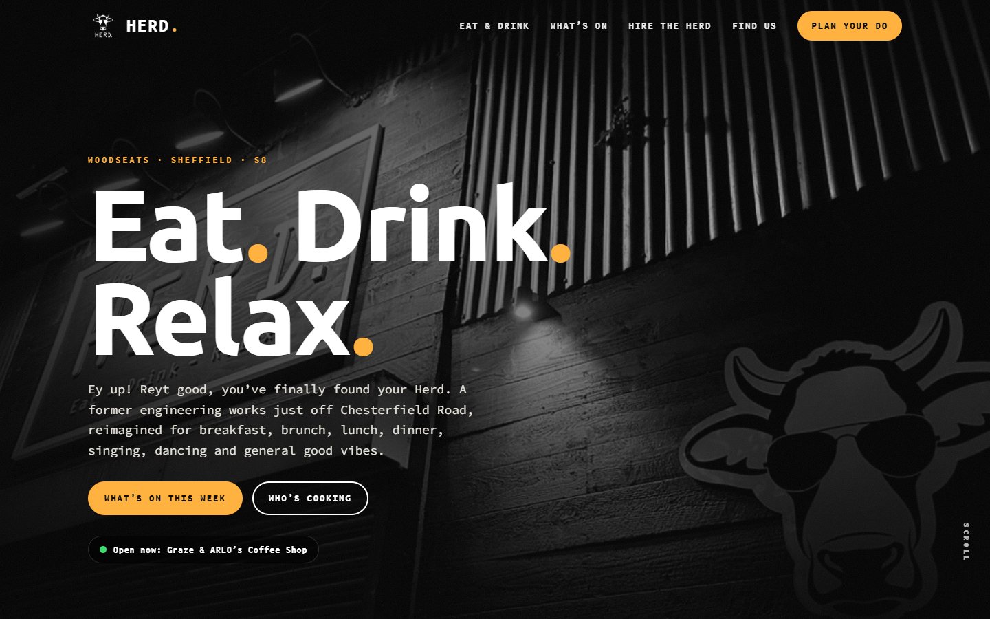 The Herd's home page: Eat. Drink. Relax.